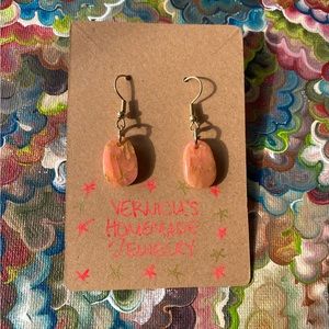 Pink and gold handmade earrings